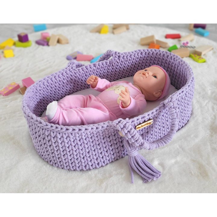 Lėlių nešynė boho stiliaus, medvilninė, violetinė