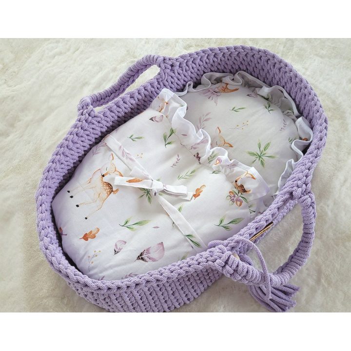 Lėlių nešynė boho stiliaus, medvilninė, violetinė