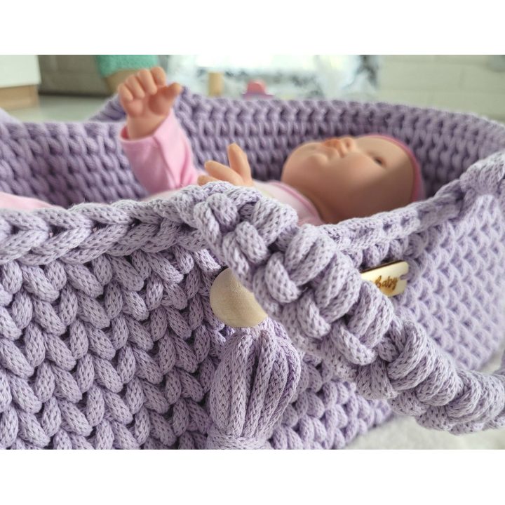 Lėlių nešynė boho stiliaus, medvilninė, violetinė