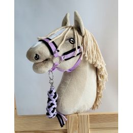 Hobi arkliuko kantaras ir pavadys – juoda ir violetinė