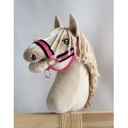 Reguliuojamas kantaras hobi arkliukui – tamsiai rožinis su juoda pūkuota apdaila