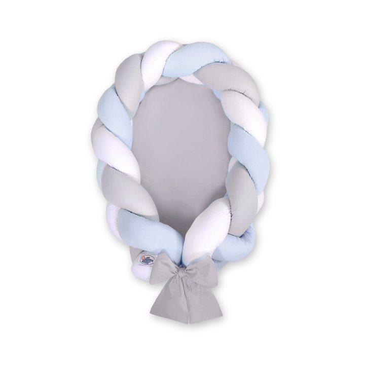 Pintas kūdikio lizdelis 2 in 1 – balta/pilka/mėlyna