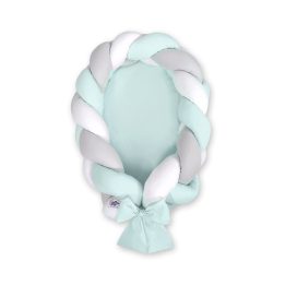 Pintas kūdikio lizdelis 2 in 1 – balta/pilka/mėtinė