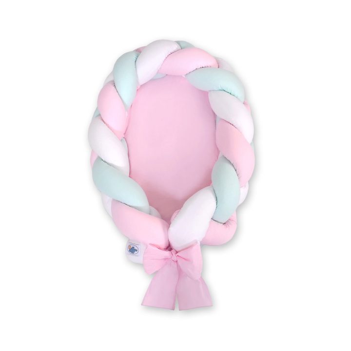 Pintas kūdikio lizdelis 2 in 1 – balta/rožinė/mėtinė
