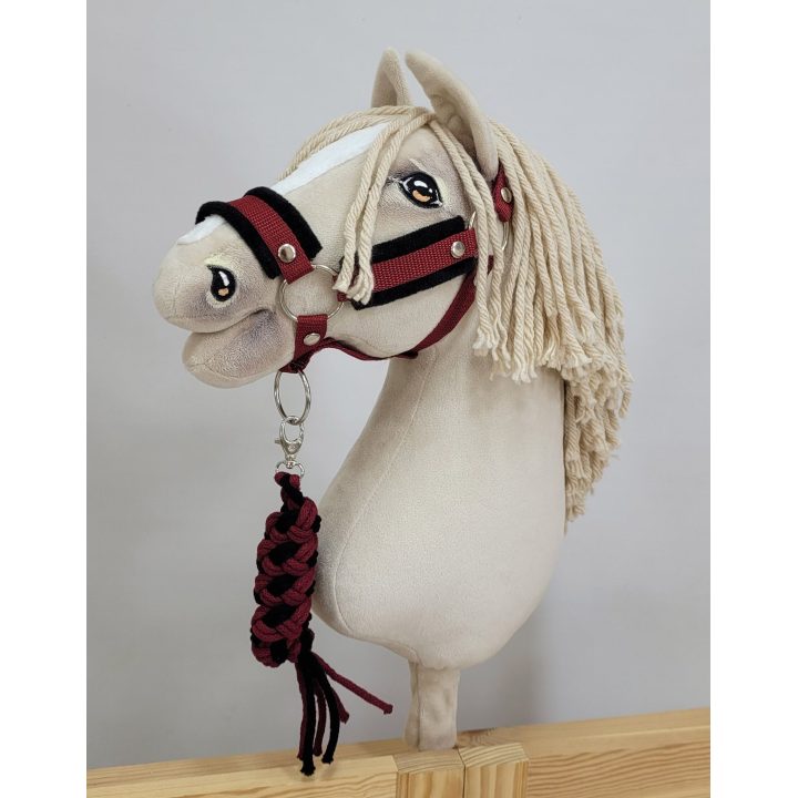 Hobby horsing kantaras ir pavadys – juoda ir burgundiška
