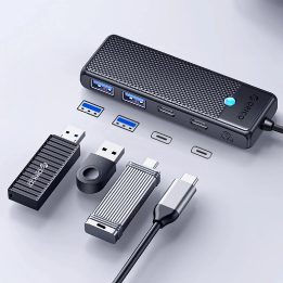USB-C šakotuvas Orico 2x USB-A 3.0 + 2x USB-C 3.0 juodas