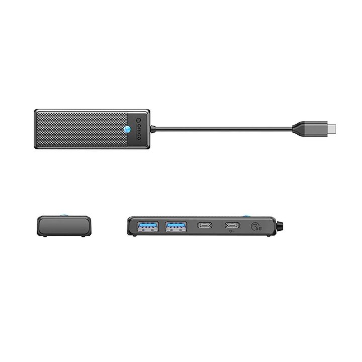 USB-C šakotuvas Orico 2x USB-A 3.0 + 2x USB-C 3.0 juodas
