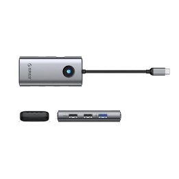 USB-C šakotuvas su HDMI ir USB-A jungtimis – pilkas