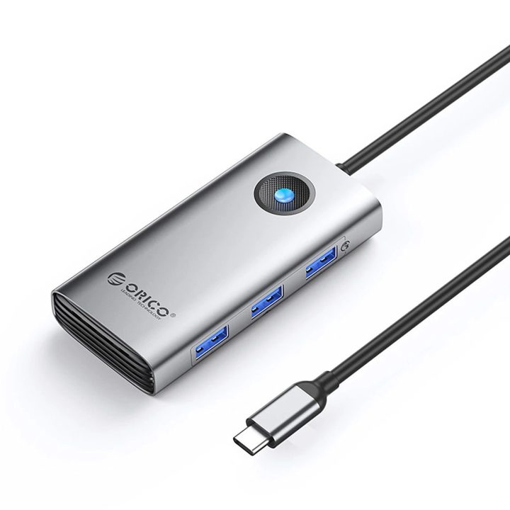 USB-C šakotuvas su HDMI ir USB 3.0, pilkas