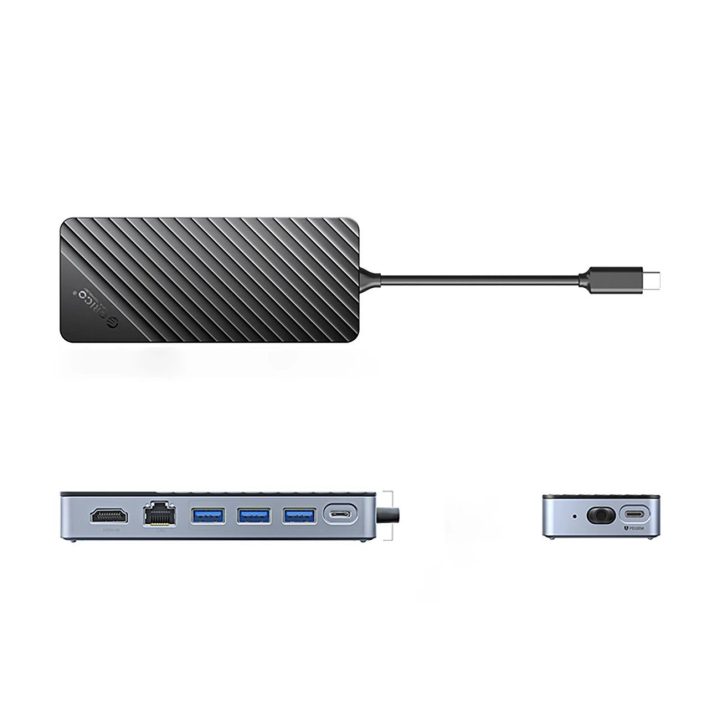 USB-C dokas su M.2 lizdu, HDMI ir Ethernet, juodas