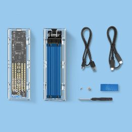 Išorinis M.2 NVMe SSD dėklas USB-C 10 Gb/s mėlynas