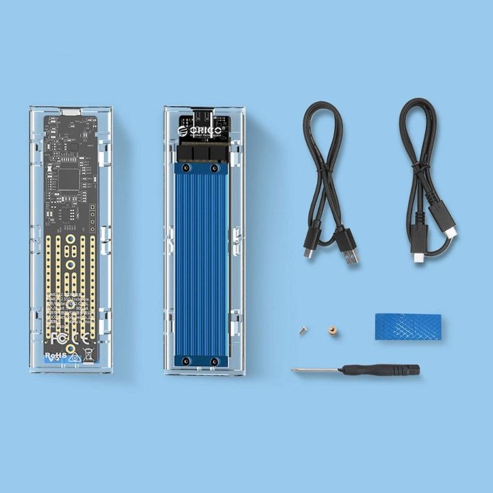 Išorinis M.2 NVMe SSD dėklas USB-C 10 Gb/s mėlynas