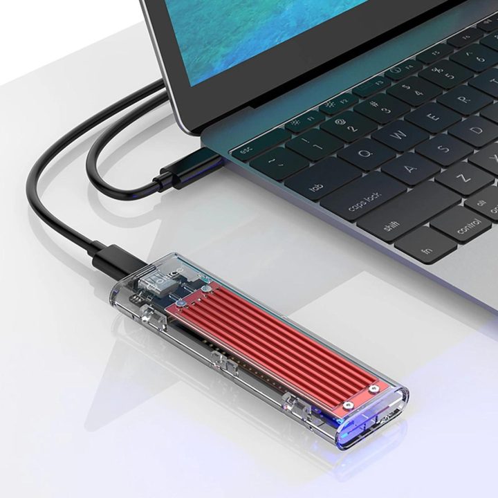 Išorinis SSD diskų dėklas USB-C 10 Gb/s raudonas
