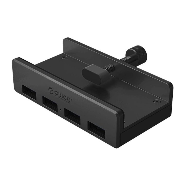 USB šakotuvas su laikikliu, 4x USB-A 3.0, juodas