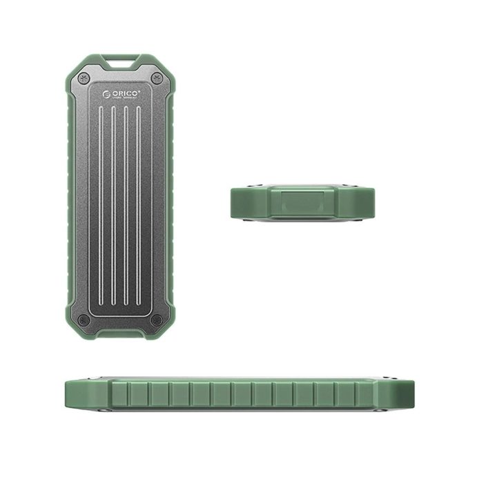 Išorinė sustiprinta SSD dėžutė Orico M.2 NVMe/SATA USB-C pilka/žalia