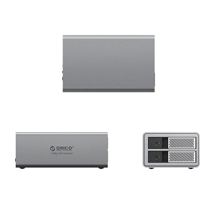 Išorinė dviejų diskų RAID talpykla HDD/SSD, pilka