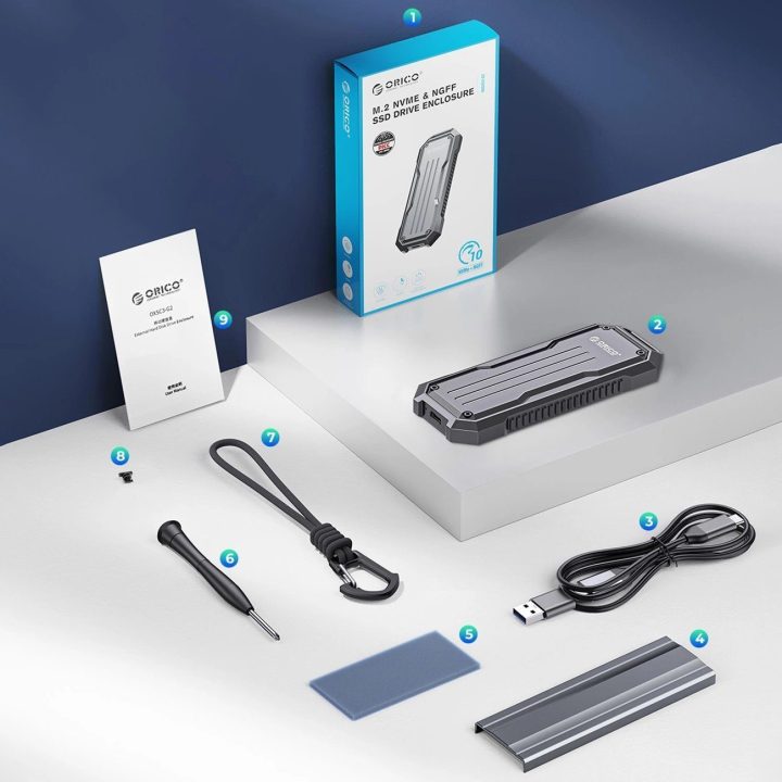 Išorinis SSD diskų dėklas USB-C 3.2 pilkas