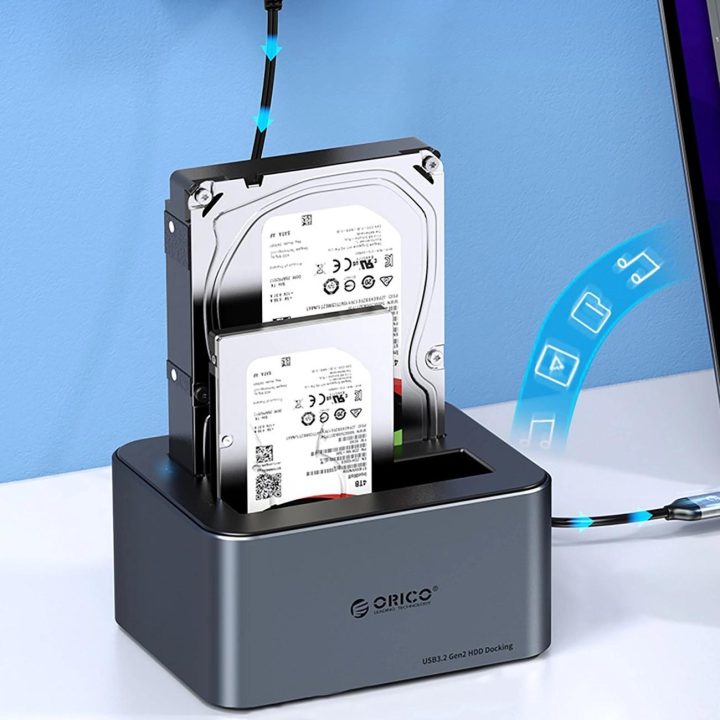 HDD/SSD stotelė 4 diskams su klonavimo funkcija – pilka