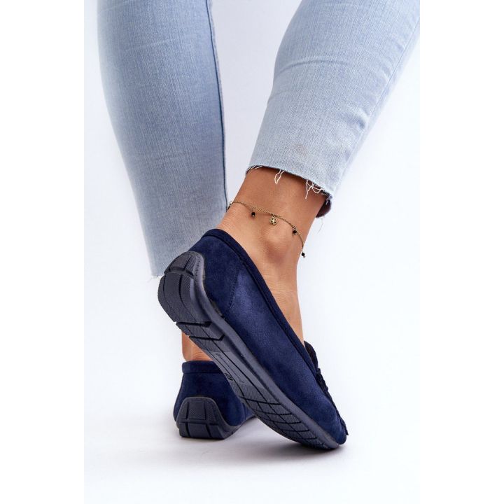 Stilingi moteriški zomšiniai mokasinai Navy Blue Rabell