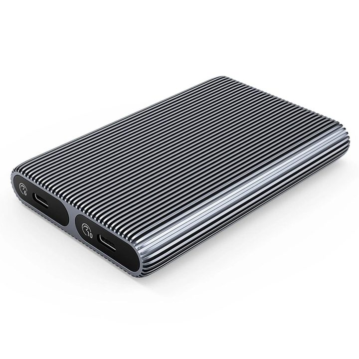Dviguba M.2 SATA NVMe diskų dėžutė USB-C pilka