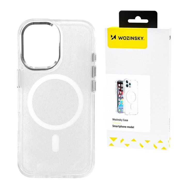 Dėklas su blizgučiais ir MagSafe Samsung Galaxy S25+ – skaidrus
