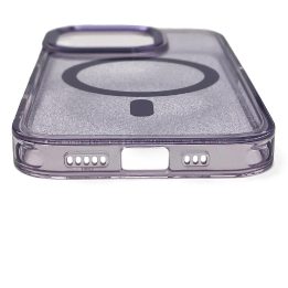 Dėklas su blizgučiais ir MagSafe Samsung Galaxy S25 – violetinis