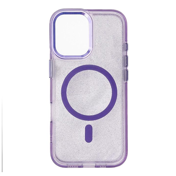 Dėklas su blizgučiais ir MagSafe Samsung Galaxy S25 – violetinis