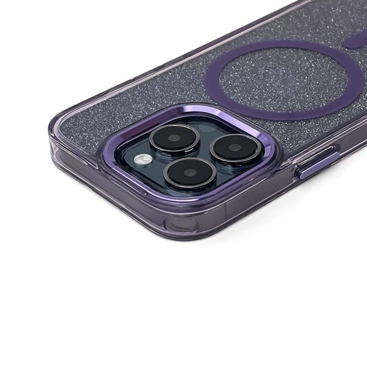 Dėklas su blizgučiais ir MagSafe Samsung Galaxy S25 – violetinis