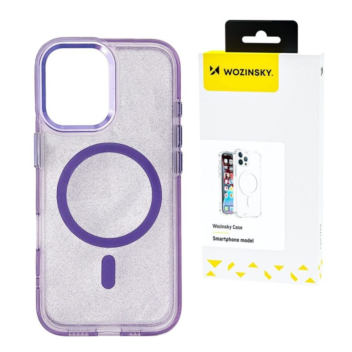 Dėklas su blizgučiais MagSafe Samsung Galaxy S24 FE – violetinis