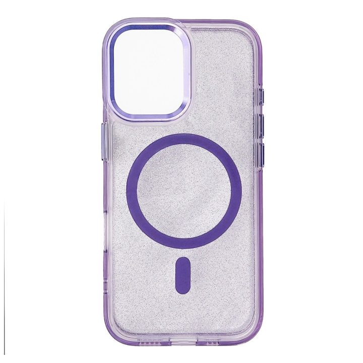 Dėklas su blizgučiais MagSafe Samsung Galaxy S24 FE – violetinis