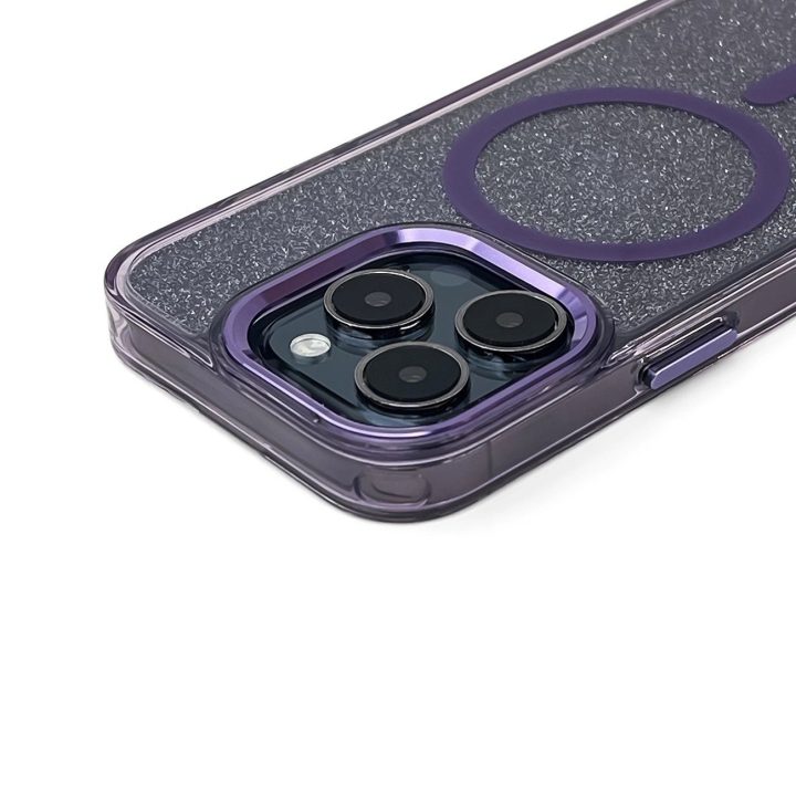 Dėklas su blizgučiais MagSafe Samsung Galaxy S24 FE – violetinis