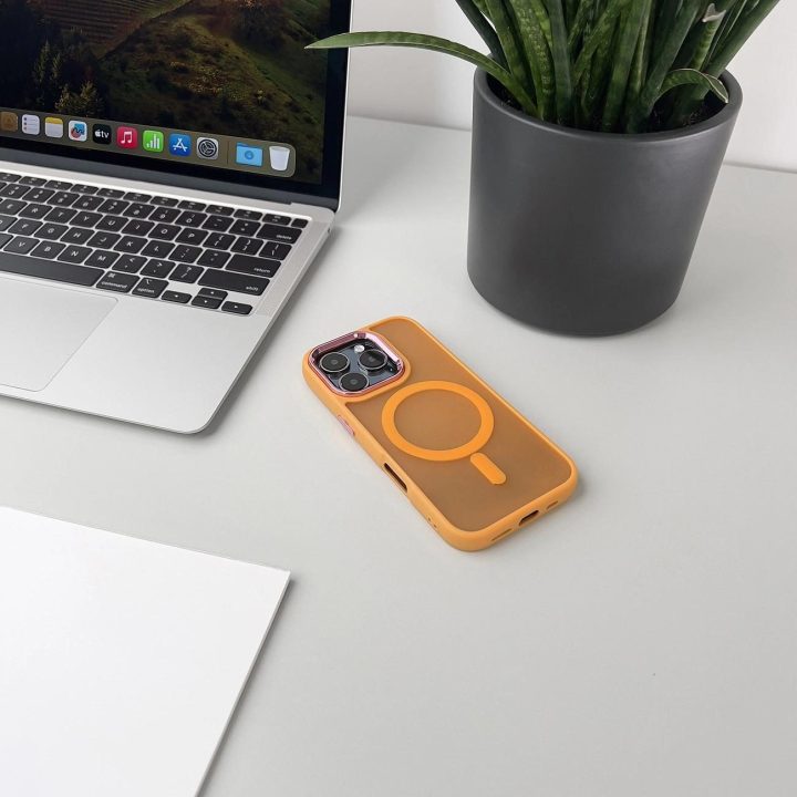 Dėklas MagSafe Samsung Galaxy S25 – oranžinis