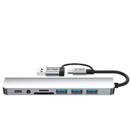 USB-C HUB adapteris 8in1 pilkas