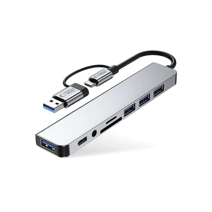 USB-C HUB adapteris 8in1 pilkas