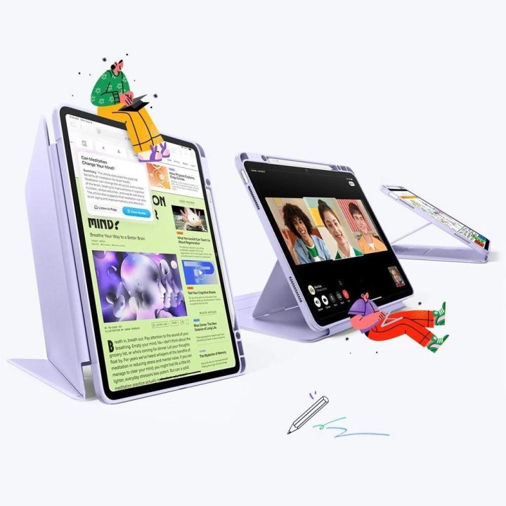 Planšetės dėklas ESR Flip Hybrid, violetinis, iPad Air 13