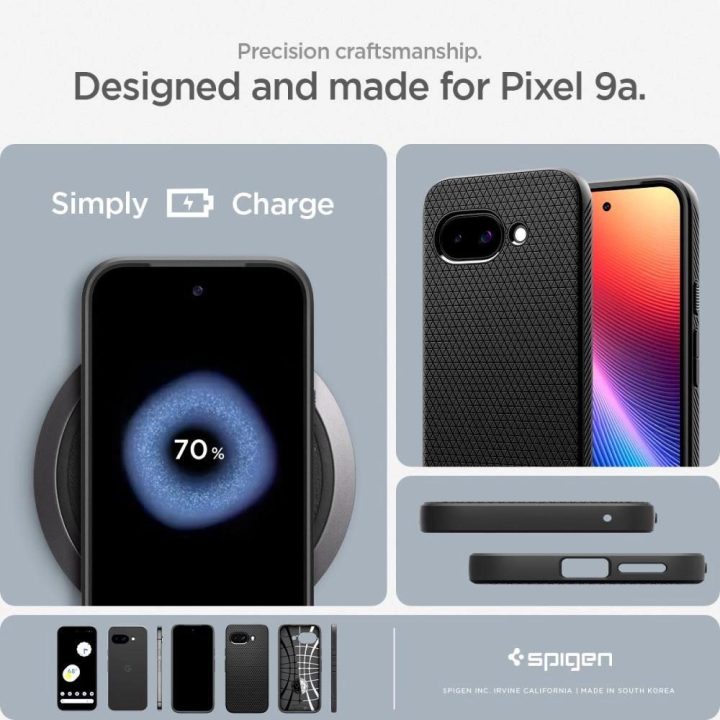 Dėklas Spigen Liquid Air Google Pixel 9A, juodas matinis