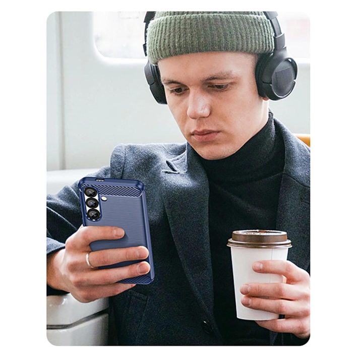 Silikoninis dėklas Carbon Samsung Galaxy S25 Edge juodas