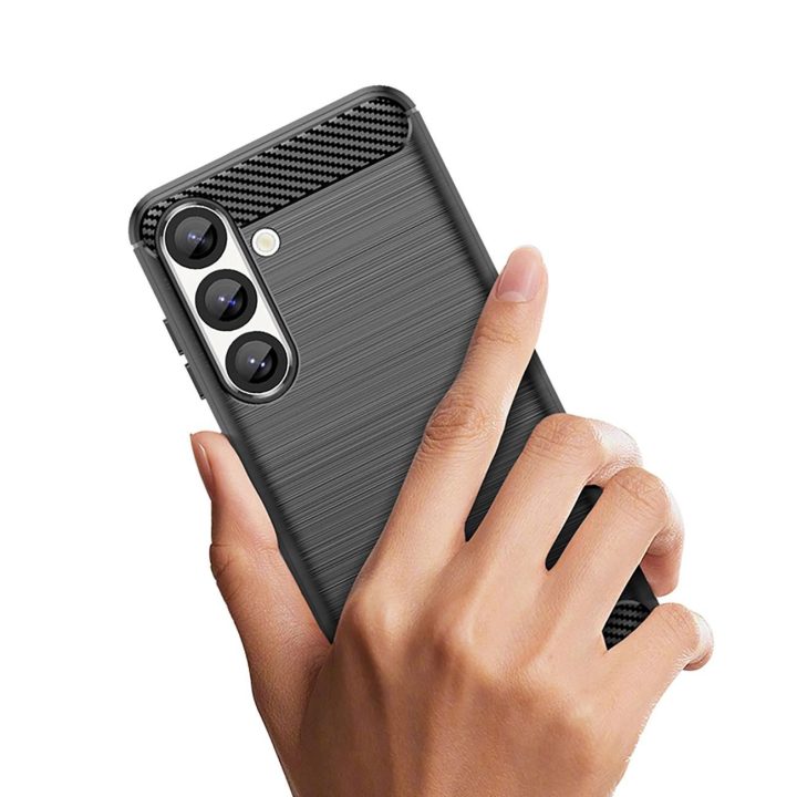 Silikoninis dėklas Carbon Samsung Galaxy S25 Edge juodas