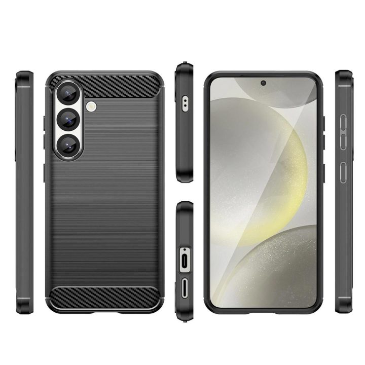 Silikoninis dėklas Carbon Samsung Galaxy S25 Edge juodas