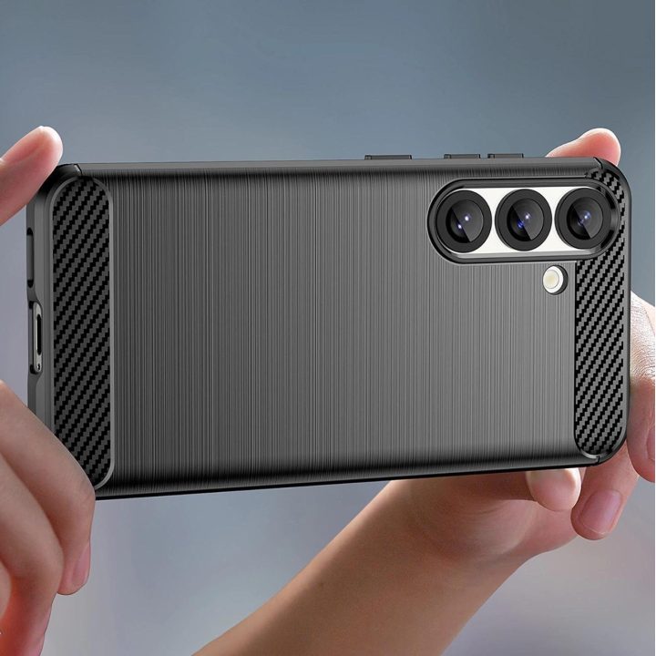 Silikoninis dėklas Carbon Samsung Galaxy S25 Edge juodas