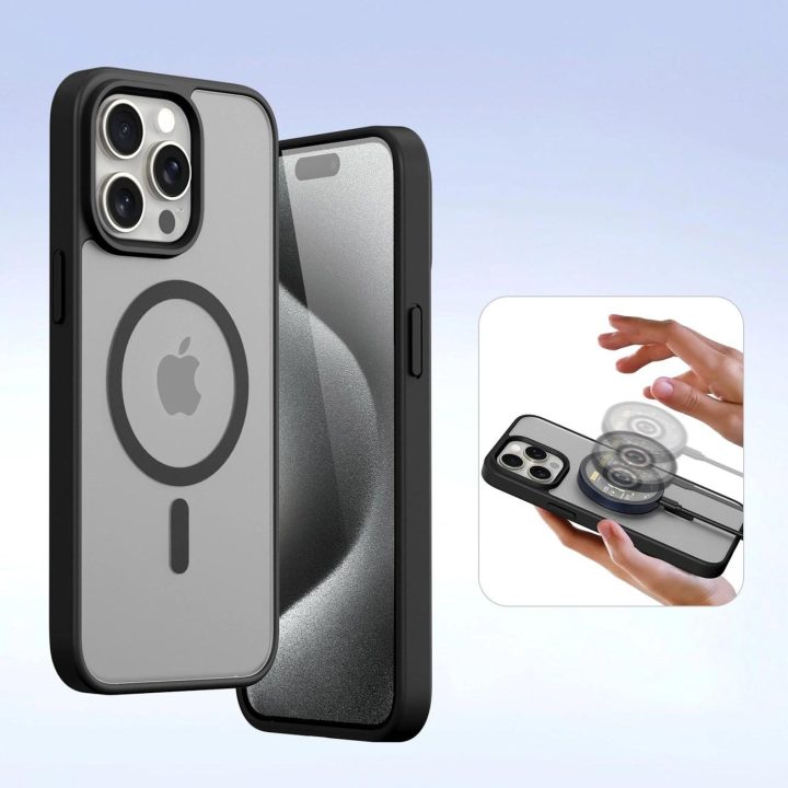 Odinis telefono dėklas iPhone 15 Pro – juodas