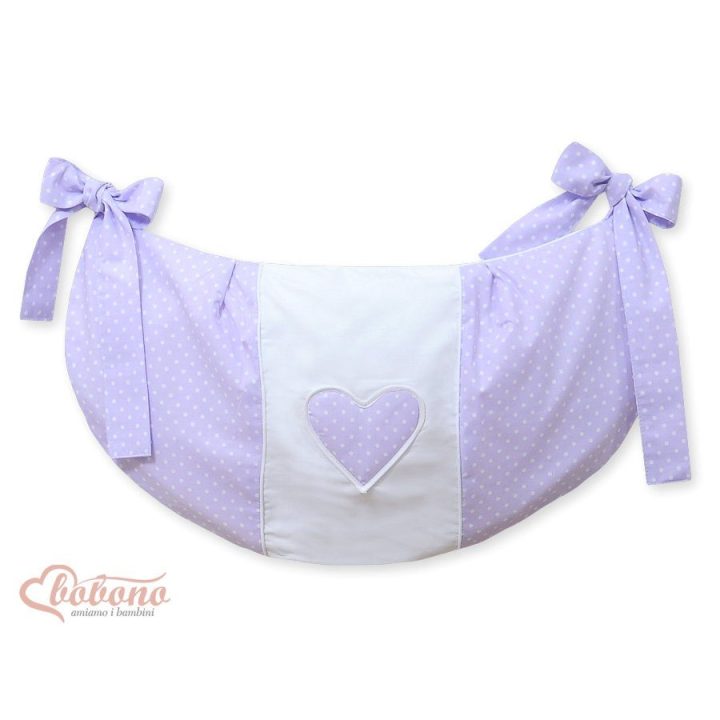 Žaislų krepšys su širdelėmis ir baltais taškeliais