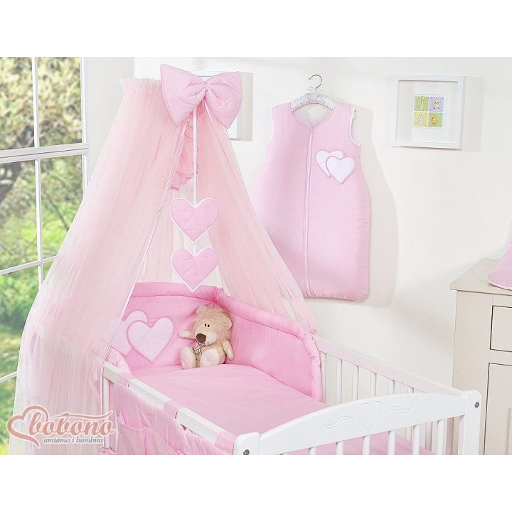 Patalynės komplektas su tinkleliu Hanging Hearts rožinis