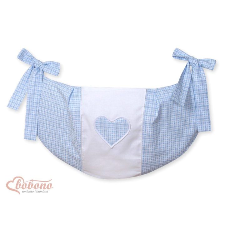Žaislų maišelis Hanging Hearts, mėlynas languotas