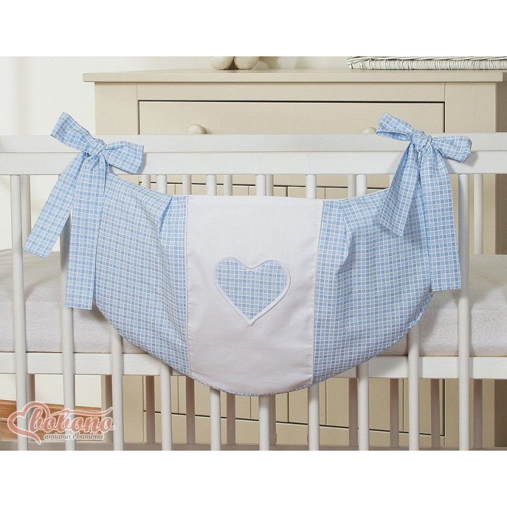 Žaislų maišelis Hanging Hearts, mėlynas languotas