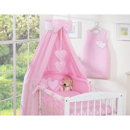Patalynės komplektas su baldakimu Hanging Hearts rožinis