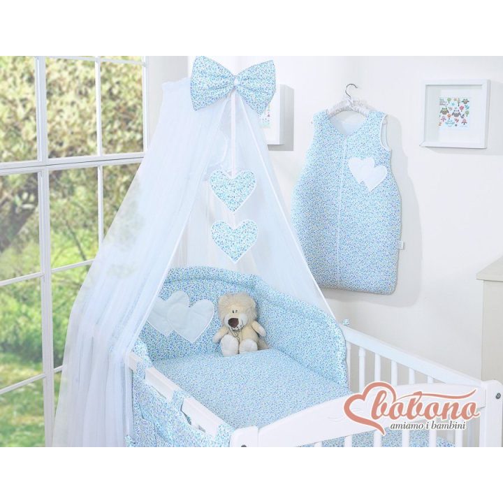 Patalynės komplektas su uodų tinkleliu Hanging Hearts mėlynas
