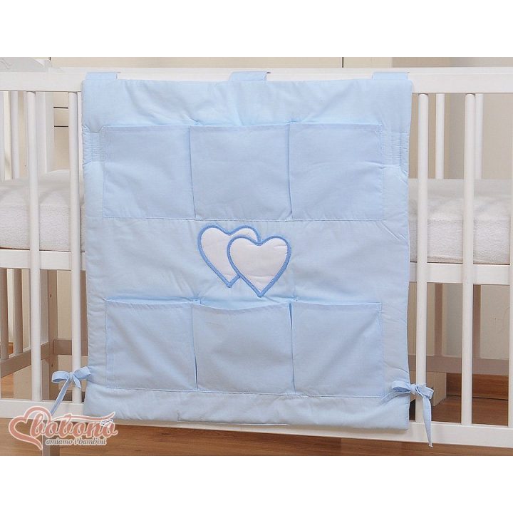 Lovytės kišenėlė kūdikiui Hanging Hearts mėlyna