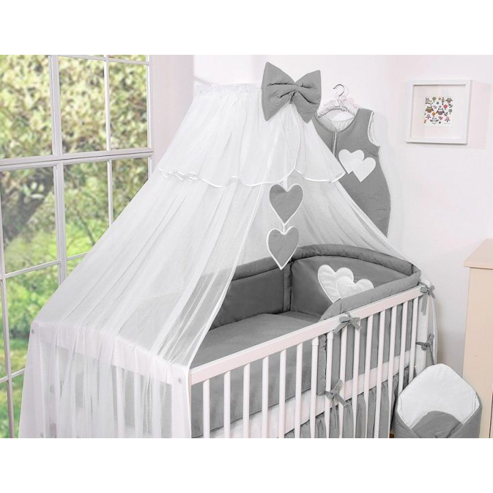 Tinklelis nuo uodų iš šifono Hanging Hearts, antracito spalvos