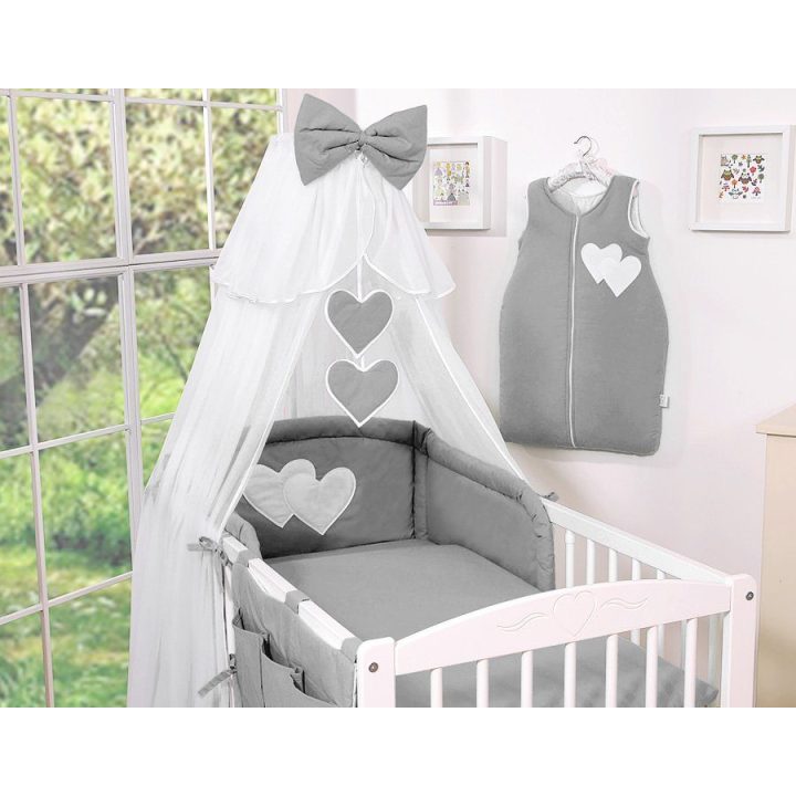 Tinklelis nuo uodų iš šifono Hanging Hearts, antracito spalvos